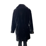 St.John Women's Black Fur Coat W/ Gold Accents & Lined Interior Size S