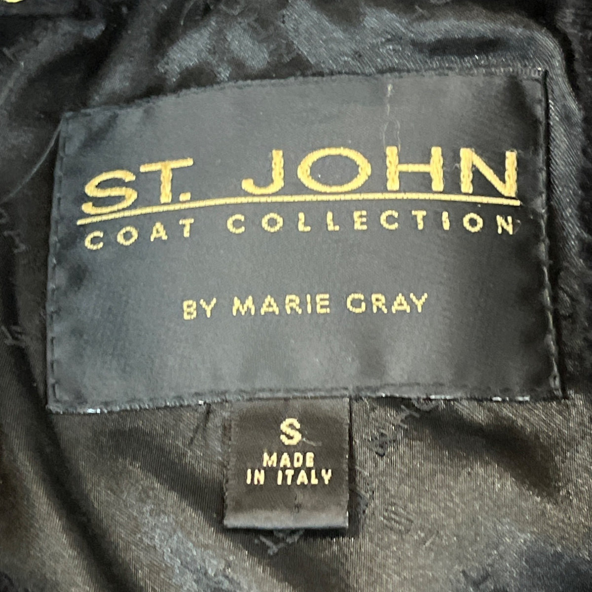 St.John Women's Black Fur Coat W/ Gold Accents & Lined Interior Size S