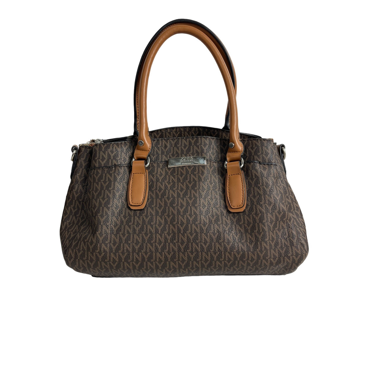 Jones New York Women's Tan Brown Signature Print Handbag Sz M