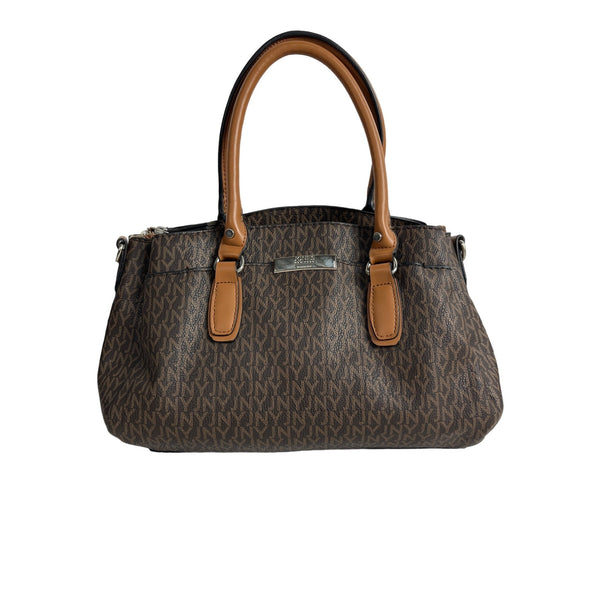 Jones New York Women's Tan Brown Signature Print Handbag Sz M