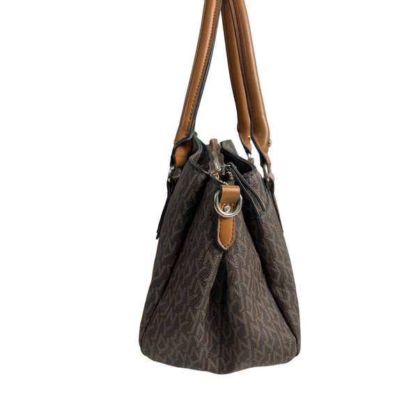 Jones New York Women's Tan Brown Signature Print Handbag Sz M