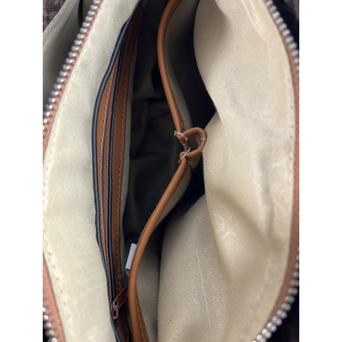 Jones New York Women's Tan Brown Signature Print Handbag Sz M