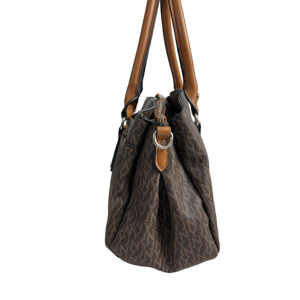 Jones New York Women's Tan Brown Signature Print Handbag Sz M
