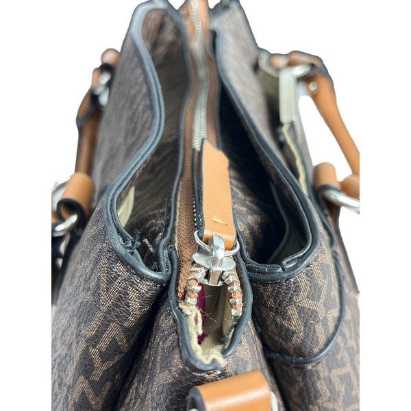 Jones New York Women's Tan Brown Signature Print Handbag Sz M