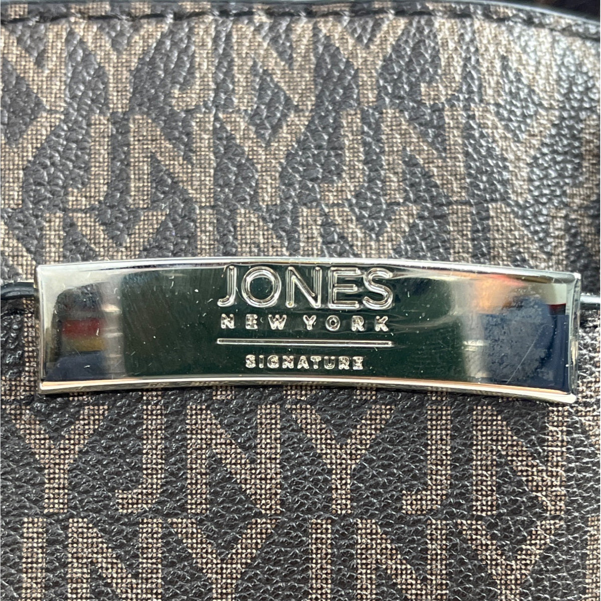 Jones New York Women's Tan Brown Signature Print Handbag Sz M