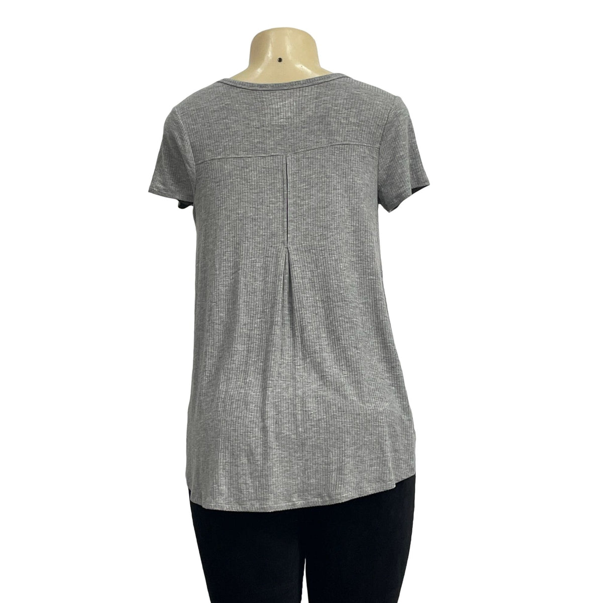 Art Class Womens Gray Ribbed V-Neck Short Sleeve Top XL New