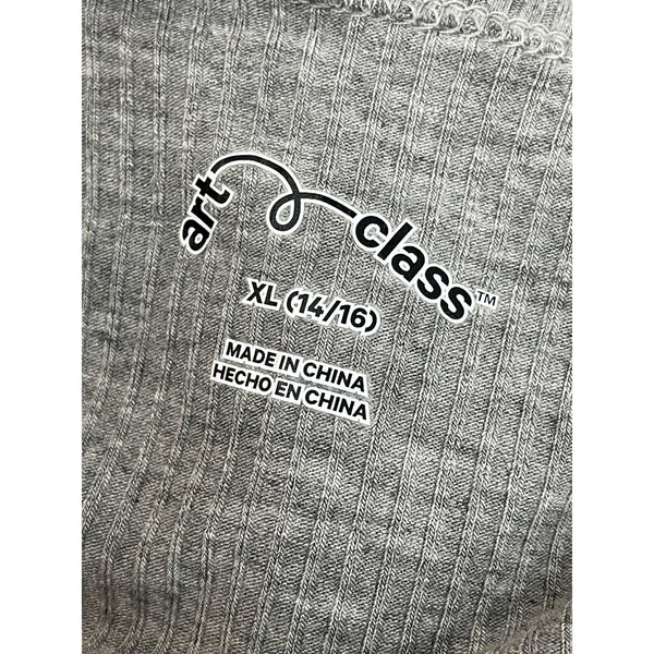 Art Class Womens Gray Ribbed V-Neck Short Sleeve Top XL New