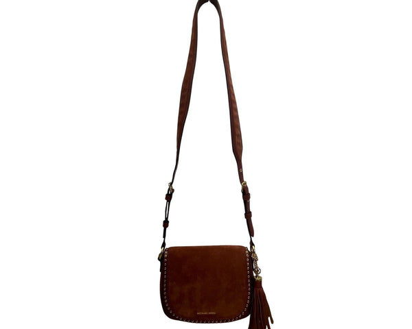 Michael Kors Women’s Rust Suede & Leather Saddle & Tassel Detail Crossbody Bag
