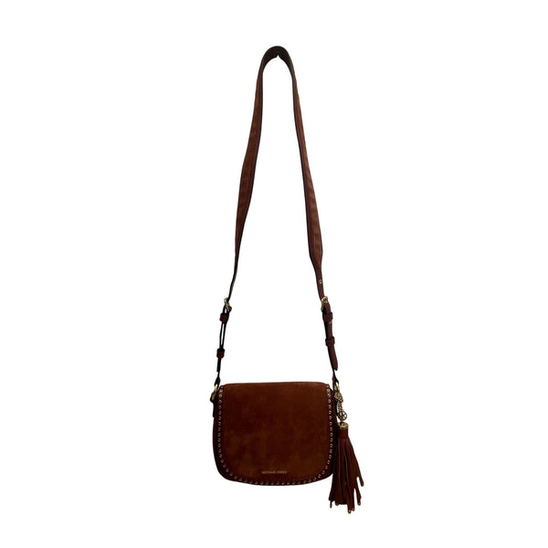 Michael Kors Women’s Rust Suede & Leather Saddle & Tassel Detail Crossbody Bag
