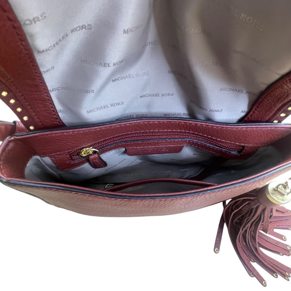 Michael Kors Women’s Rust Suede & Leather Saddle & Tassel Detail Crossbody Bag
