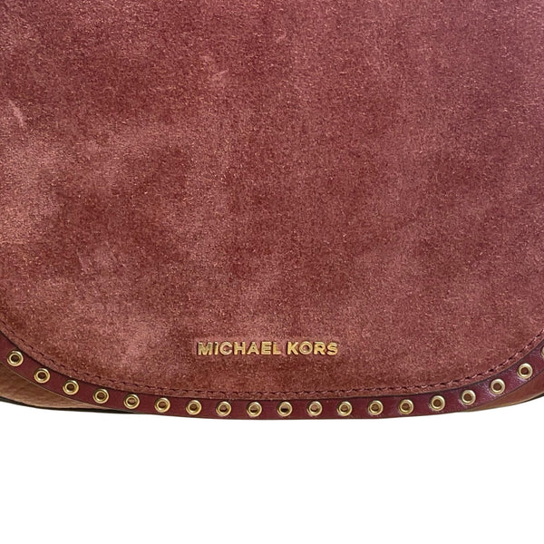 Michael Kors Women’s Rust Suede & Leather Saddle & Tassel Detail Crossbody Bag