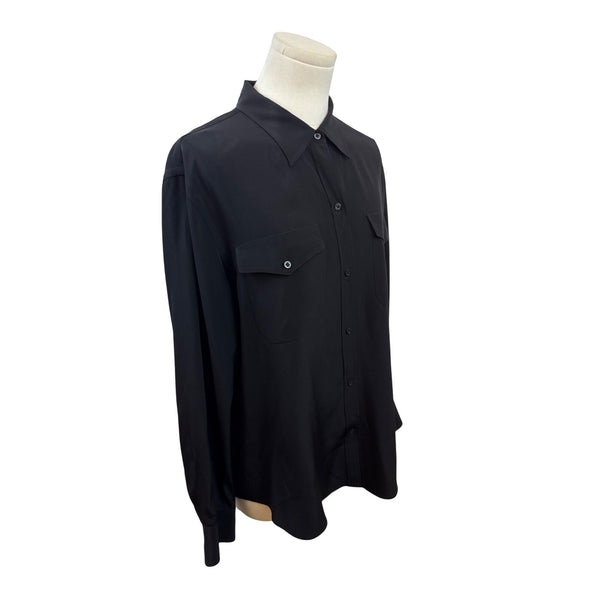 Ralph Lauren Womens Black Button-Up Shirt With Front Pockets Size 12