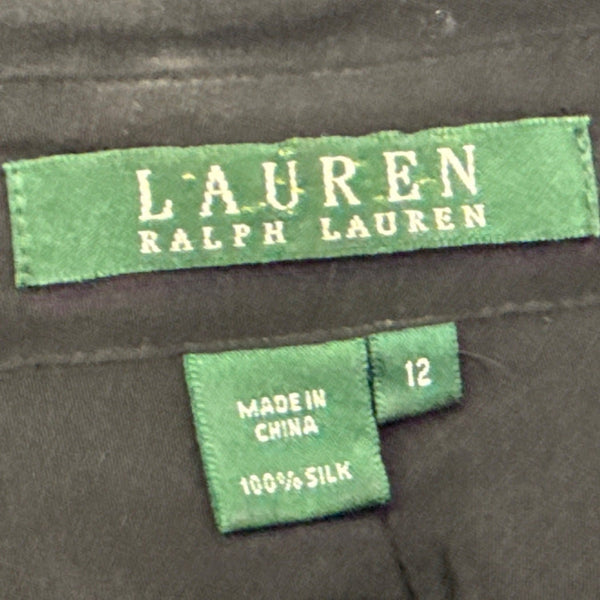 Ralph Lauren Womens Black Button-Up Shirt With Front Pockets Size 12