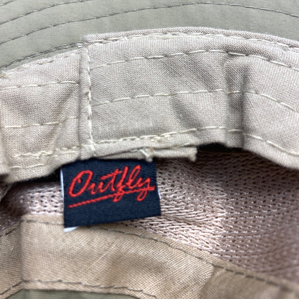 Outfly Wide Brim Outdoor Sun Hat With Mesh Panels Adjustable Chin Strap Beige