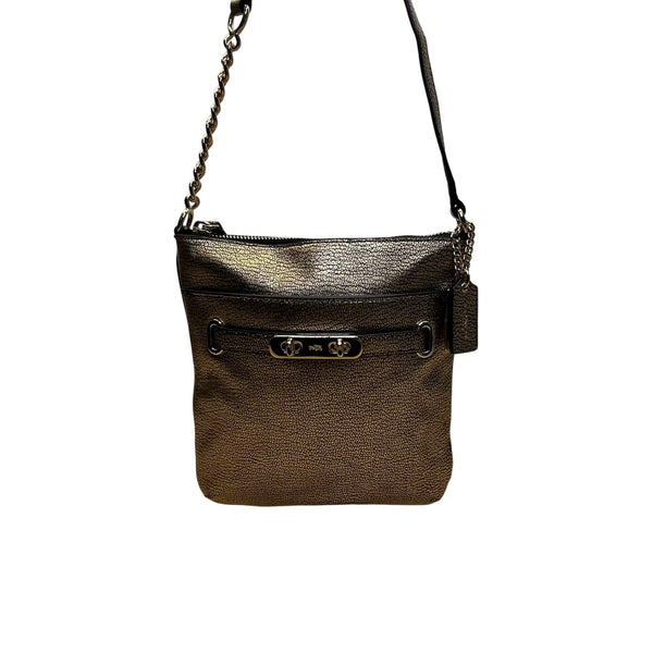 Coach Women’s Metallic Gold Leather With Chain Strap Crossbody Bag Size S