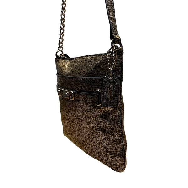 Coach Women’s Metallic Gold Leather With Chain Strap Crossbody Bag Size S