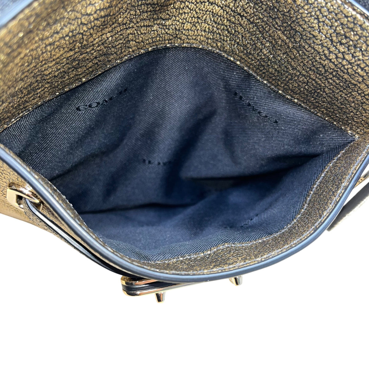 Coach Women’s Metallic Gold Leather With Chain Strap Crossbody Bag Size S