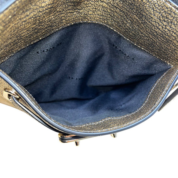 Coach Women’s Metallic Gold Leather With Chain Strap Crossbody Bag Size S
