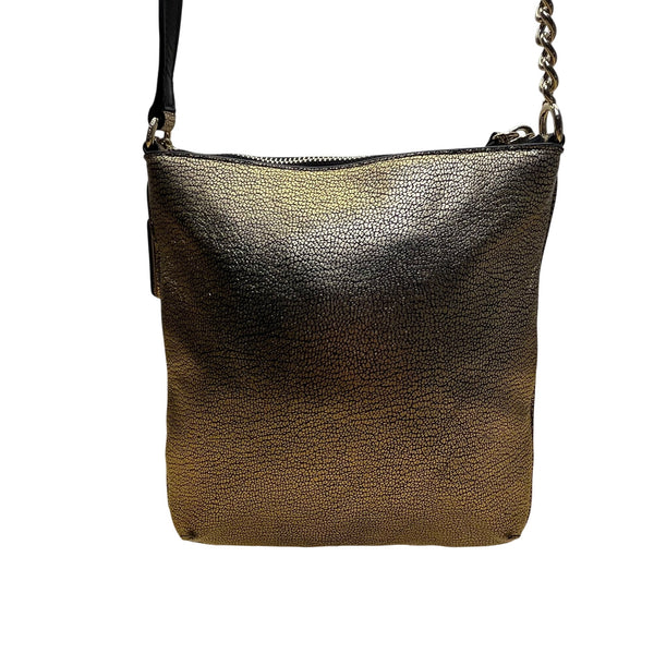 Coach Women’s Metallic Gold Leather With Chain Strap Crossbody Bag Size S