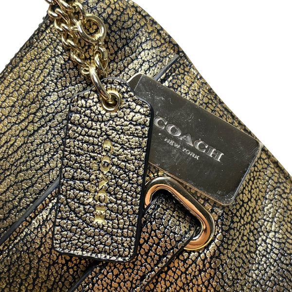 Coach Women’s Metallic Gold Leather With Chain Strap Crossbody Bag Size S